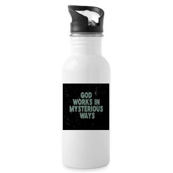 God Works In Mysterious Ways - Water bottle with straw - white - Right