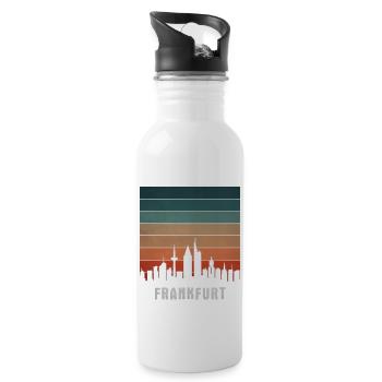 Retro Cities Frankfurt Sunset01 - Trinkflasche mit integriertem Trinkhalm - Weiß - Rechts