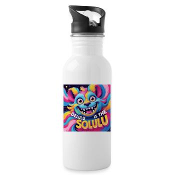 Delulu is the Solulu - Trinkflasche mit integriertem Trinkhalm - Weiß - Rechts