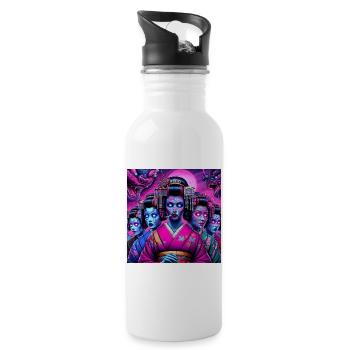 Cyberpunk Geisha gang - Trinkflasche mit integriertem Trinkhalm - Weiß - Rechts