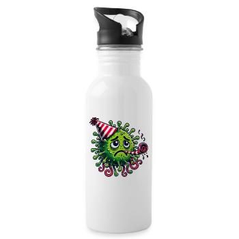 No Party Sad Germ with Party Hat - Water bottle with straw - white - Right