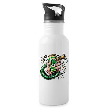 Conception amusante de canette de bière de la Saint-Patrick - Gourde avec paille intégrée - blanc - Droite