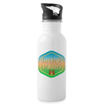 Happy Easter Easter bunnies - Water bottle with straw - white - Right