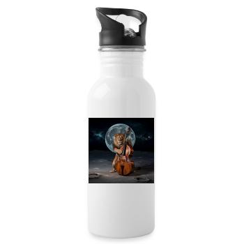 Leo plays double bass on the moon double bass player - Water bottle with straw - white - Right