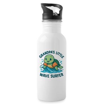 Grandpa's Little Wave Surfer Cute Turtle - Water bottle with straw - white - Right