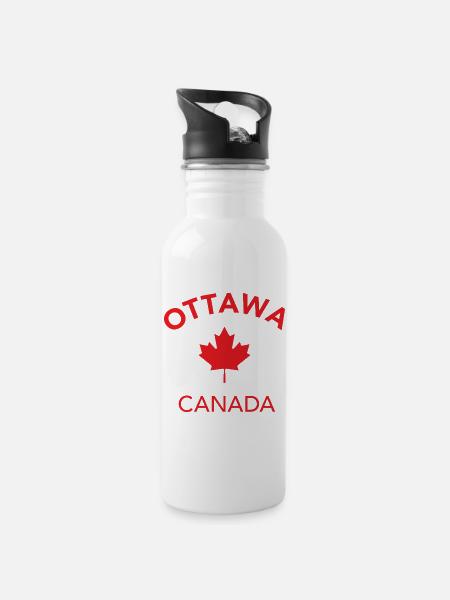OTTAWA CANADA - Trinkflasche mit integriertem Trinkhalm - Weiß