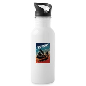 Jet Ski vintage – Surfez sur les vagues - Gourde avec paille intégrée - blanc - Droite