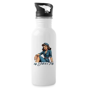 Pin Up Rétro Hôtesse de l’air Profession Cadeau de voyage - Gourde avec paille intégrée - blanc - Droite