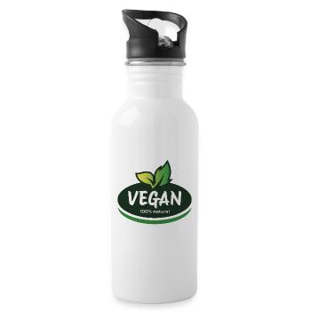 Végétalien 100 % naturel. Choix conscient - Gourde avec paille intégrée - blanc - Droite
