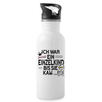 Einzelkind war gestern – Schwester kam! - Trinkflasche mit integriertem Trinkhalm - Weiß - Rechts