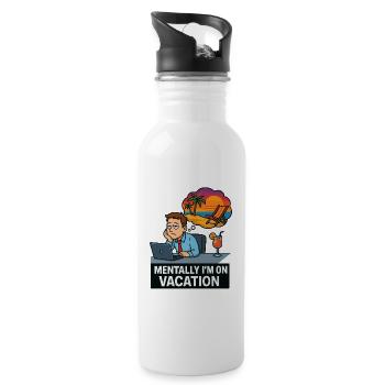 Office Escape on the Beach - Water bottle with straw - white - Right