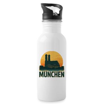 München - Trinkflasche mit integriertem Trinkhalm - Weiß - Rechts