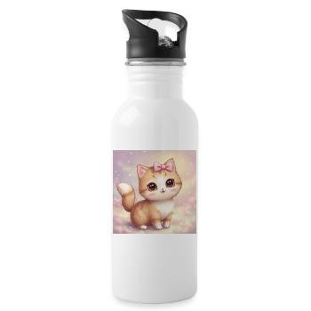 An adorable 💖 little ball of fur - Water bottle with straw - white - Right