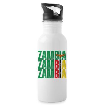 Sambische Flagge, ich liebe Sambia - Trinkflasche mit integriertem Trinkhalm - Weiß - Rechts