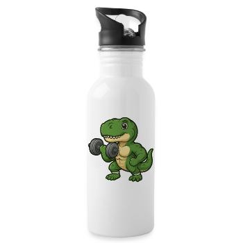 Mignon Dino T-Rex Entraînement Fitness Dessin animé - Gourde avec paille intégrée - blanc - Droite