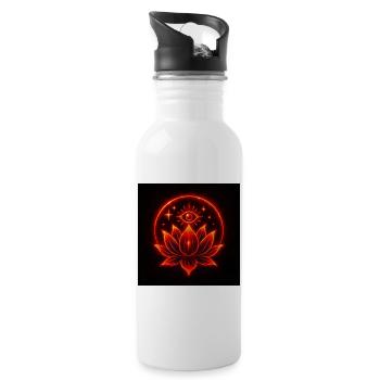 Cosmic Bloom – Spirituelles Lotus-Mandala Auge - Trinkflasche mit integriertem Trinkhalm - Weiß - Rechts