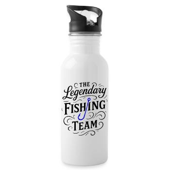 Fishing Team Spruch - Trinkflasche mit integriertem Trinkhalm - Weiß - Rechts