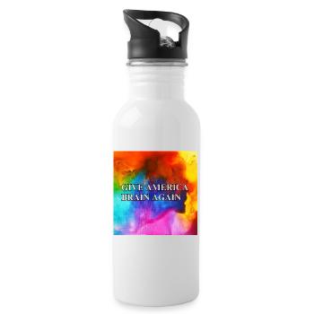 Give America Brain Again - buntes Design colorful - Trinkflasche mit integriertem Trinkhalm - Weiß - Rechts