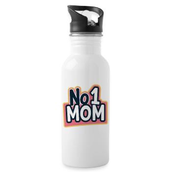 Nummer 1 Mama – Bunt & Liebevoll Muttertag - Trinkflasche mit integriertem Trinkhalm - Weiß - Rechts