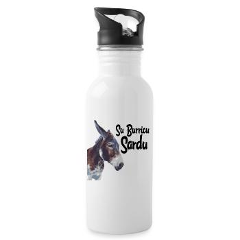 Sardinien Esel Porträt Aquarell - Trinkflasche mit integriertem Trinkhalm - Weiß - Rechts