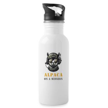Alpaca in action - Water bottle with straw - white - Right