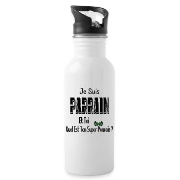 Je Suis Parrain Et Toi Quel Est Ton Super Pouvoir - Gourde avec paille intégrée - blanc - Droite