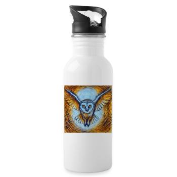 Glowing owl in flight - Water bottle with straw - white - Right