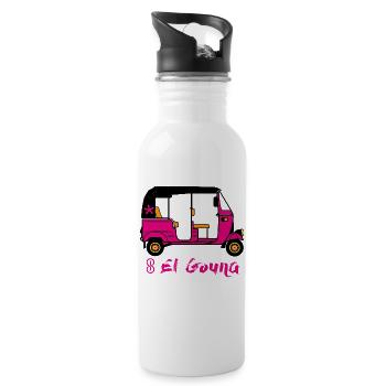 Tuk Tuk pink with text EL GOUNA - Water bottle with straw - white - Right
