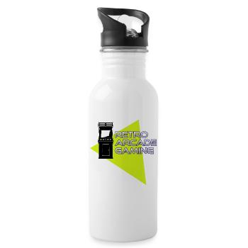 Retro-Arcade-Spiele - Trinkflasche mit integriertem Trinkhalm - Weiß - Rechts