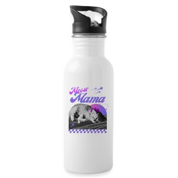 Chat endormi avec couronne de fleurs - Gourde avec paille intégrée - blanc - Droite