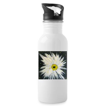 Edelweiss-black-white design - Water bottle with straw - white - Right