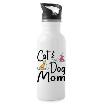 Pet Cat And Dog Mom Tees For Women, Cat Dog Mom - Gourde avec paille intégrée - blanc - Droite