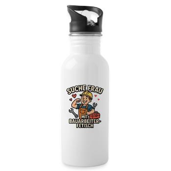 Suche Frau Mit Bauarbeiter Fetisch - Trinkflasche mit integriertem Trinkhalm - Weiß - Rechts