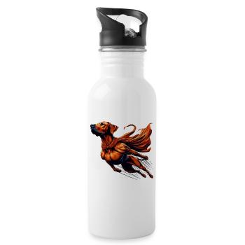 Super Hund Rhodesian Ridgeback RR Ridgie Geschenk - Trinkflasche mit integriertem Trinkhalm - Weiß - Rechts