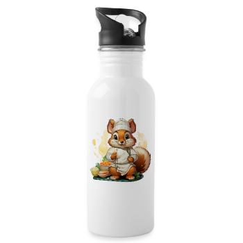 The Culinary Squirrel - Water bottle with straw - white - Right