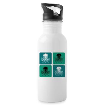 Jellyfish – Minimal Ocean Art - Water bottle with straw - white - Right