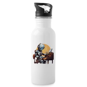 The Robotic Pianist - Water bottle with straw - white - Right