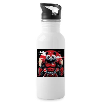 Roter Panda Zen-Geist - Trinkflasche mit integriertem Trinkhalm - Weiß - Rechts