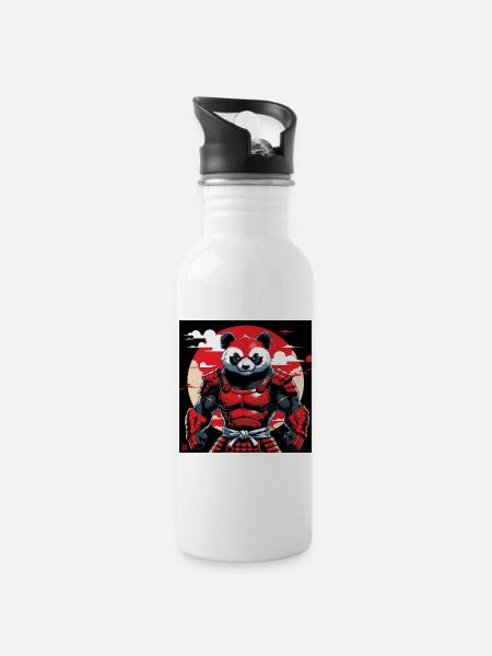 Roter Panda Zen-Geist - Trinkflasche mit integriertem Trinkhalm - Weiß