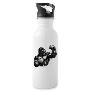 Gorilla Boxer Fighter Boxing Roars Gift - Water bottle with straw - white - Right