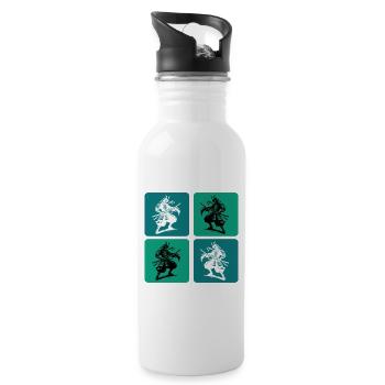 Samurai Japan Vintage Design - Trinkflasche mit integriertem Trinkhalm - Weiß - Rechts