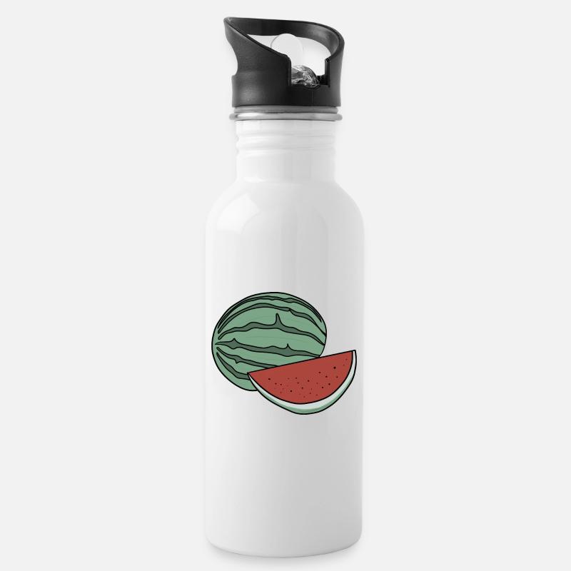 Leckere Frucht-Wassermelone - Trinkflasche mit integriertem Trinkhalm - Weiß