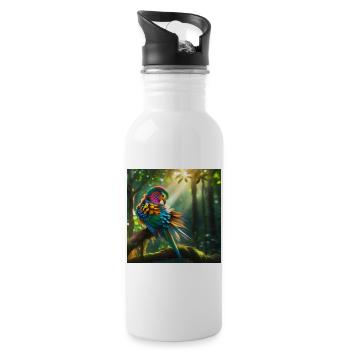 Aventure en forêt avec des couleurs et de la lumière - Gourde avec paille intégrée - blanc - Droite