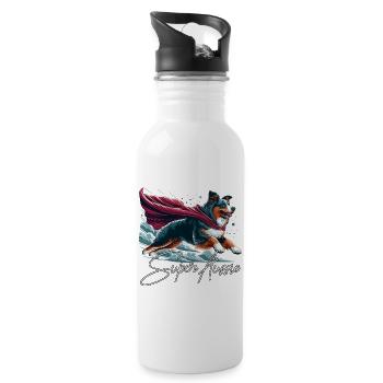 Super Dog Australian Shepherd Sheppie Gift - Water bottle with straw - white - Right