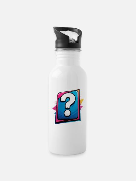 Fragezeichen - Trinkflasche mit integriertem Trinkhalm - Weiß