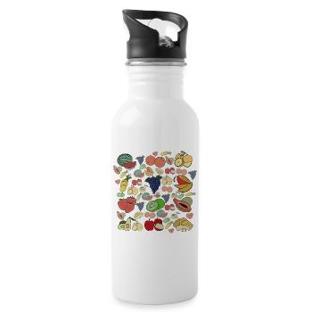 Früchte - Trinkflasche mit integriertem Trinkhalm - Weiß - Rechts