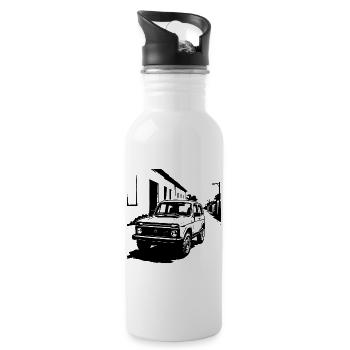 Offroad-Legende Klassik - Trinkflasche mit integriertem Trinkhalm - Weiß - Rechts