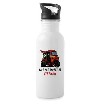 Vietnam Tuk-Tuk Racing - Gourde avec paille intégrée - blanc - Droite