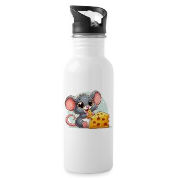 Cheese Mouse Un délicieux fromage fait un cadeau heureux - Gourde avec paille intégrée - blanc - Droite