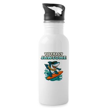 Totally Jawsome Surf Shark - Water bottle with straw - white - Right